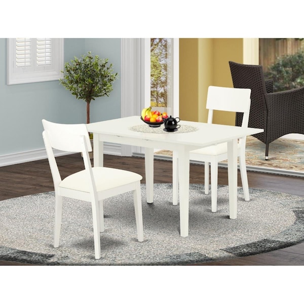 East West Furniture 3 Piece Norfolk Modern Dining Table Set - Linen White NOAD3-LWH-LC - main